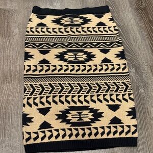 Chesley Black and Tan Geometric Pencil Skirt